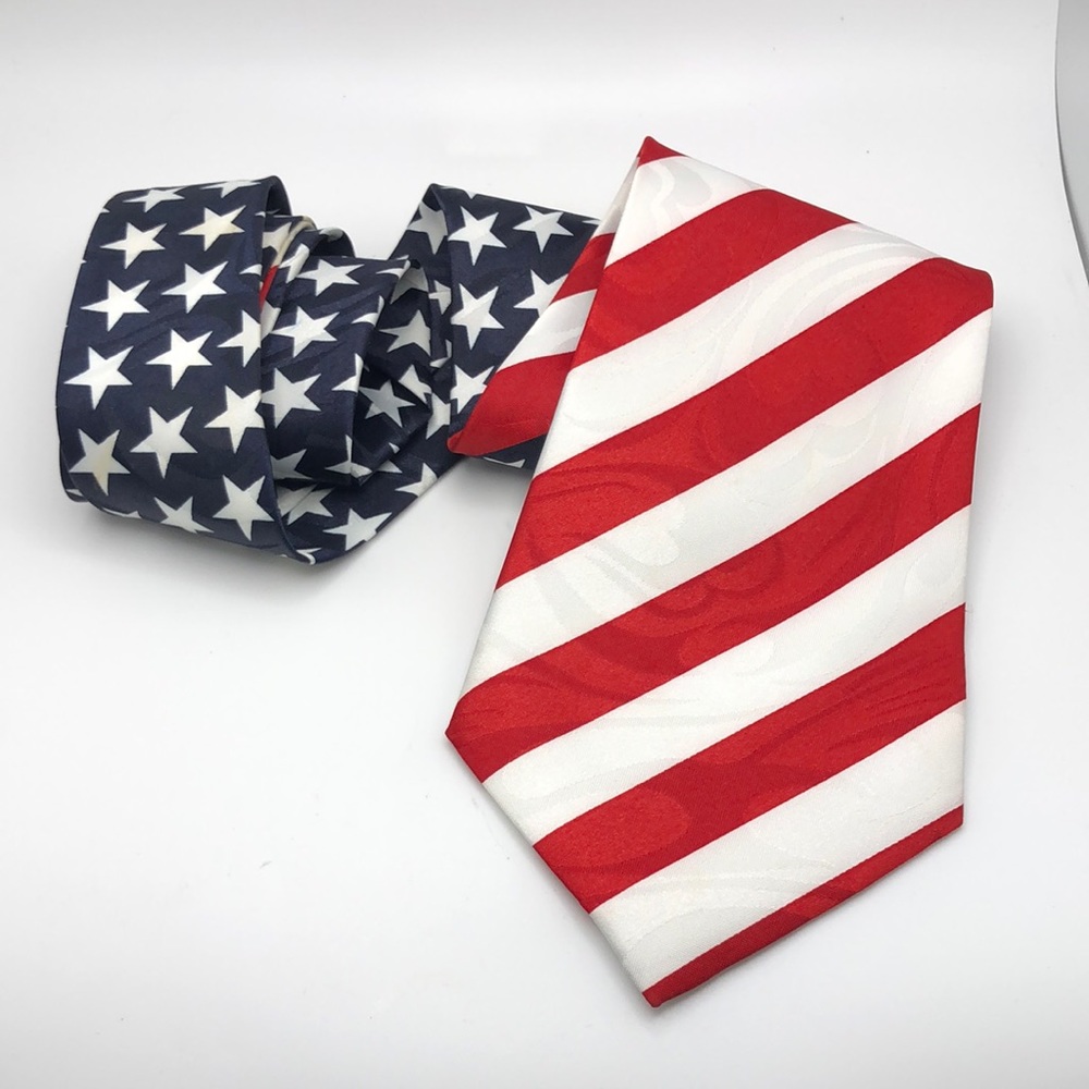 VTG Renè Chagal Patriotic American Flag Stars/Stripes Necktie